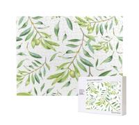 Impression Artistique d'olivier à Feuilles Vertes,Puzzle Familial en Bois de 500 pièces pour Adultes et Adolescents, décoration d'intérieur