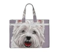 Impression artistique d'un adorable chien West Highland Terrier,Sac à documents en toile avec fermeture éclair, sac fourre-tout, porte-documents pour l'école et le bureau