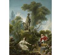 Impression artistique haute définition sur toile - Jean Honore Fragonard - The Progress of Love, The Meeting - 76,2 x 101,6 cm | Artistique pour pendaison de crémaillère, bureau ou chambre à coucher |