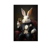 Impression artistique lapin élégant sur le thème des animaux victoriens Décoration murale pour maison, bureau, bar, portrait vintage (10)