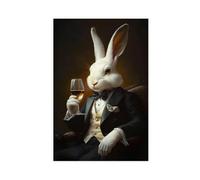 Impression artistique lapin élégant sur le thème des animaux victoriens Décoration murale pour maison, bureau, bar, portrait vintage (4)