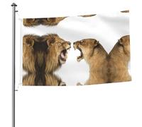 Impression artistique Lionne Lion rugissant 1,5 x 2,4 m Drapeau léger et durable, parfait pour la décoration extérieure et les événements