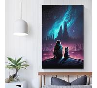 Impression artistique « Nuit future avec mon chien », décoration murale pour chambre à coucher, peinture moderne, cuisine, toile, cadeaux pour femmes et hommes, 20 x 30 cm