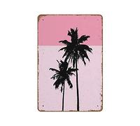 Impression artistique palmier - Art mural minimaliste - Décoration moderne - Décoration côtière - Motif palmier rose - Plaque en métal - 20,3 x 30,5 cm