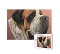 Impression Artistique représentant Un Vieux Chien honnête, Le Saint-Bernard,Puzzle Familial en Bois de 300 pièces pour Adultes et Adolescents, décoration d'intérieur