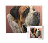 Impression Artistique représentant Un Vieux Chien honnête, Le Saint-Bernard,Puzzle Familial en Bois de 500 pièces pour Adultes et Adolescents, décoration d'intérieur
