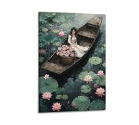 Impression artistique représentant une femme dans un bateau, poster fantaisie, impression sur toile unique, poster décoratif sur toile, affiches murales et image d'art moderne, pour chambre à coucher