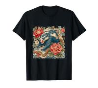 Impression artistique rétro avec tatouage flash Honey Badger VS Cobra Snake T-Shirt