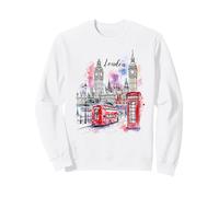 Impression Artistique Souvenir de la Ligne d'horizon de Londres, Big Bridge, Bus Rouge Sweatshirt