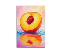 Impression artistique sur toile représentant une moitié de pêche avec réflexion, affiche de fruits, décoration murale moderne à suspendre, 20 x 30 cm