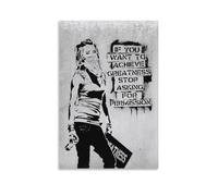 Impression Banksy, affiche de Banksy, art mural de Banksy, « If You Want to Achieve Greatness Stop Asking for Permission Banksy », impression pop art gris noir et blanc pour décoration murale de
