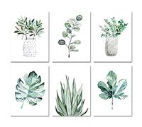 Impression botanique chambre à coucher esthétique wall art, 11x14 Pouces Imprimer sans cadre Ensemble de 6 pièces Plantes imprimées feuilles affiche sage vert décoration