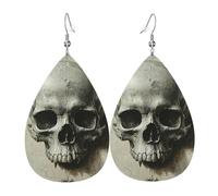 Impression Boucle d'oreille en cuir Crâne gothique vintage de la mort Boucles d'oreilles femme Rétro Boucle d'oreille pour Decorations Fête Filles