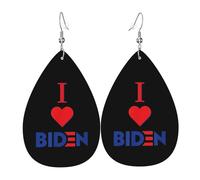 Impression Boucle d'oreille en cuir J'aime Biden Leather Earrings Légères Boucle d'oreilles pendantes en cuir pour Decorations Fête Femmes