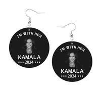 Impression Boucle d'oreille Kamala Harris, candidate à la présidence en 2024 Boucles d'oreilles femme Confortables Boucle d'oreille en cuir pour Filles Femmes Fête