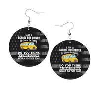 Impression Boucle d'oreilles pendantes en cuir Auto-école, bien sûr, je suis fou Leather Earrings Légères Boucle d'oreille en cuir pour Fête Filles Decorations