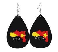 Impression Boucle d'oreilles pendantes en cuir Carte du drapeau de la région du Tigré Boucles d'oreilles femme Rétro Boucle d'oreille en cuir pour Decorations Filles Fête