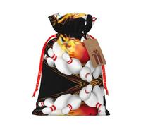 Impression boule de bowling 11,9 x 17,5 cm, sac de Noël avec cordon de serrage, pour anniversaire de Noël et anniversaires