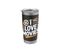 Impression cinématographique I Love Movies Gobelet isotherme en acier inoxydable double paroi