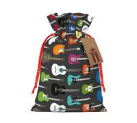 Impression couleur acoustique et guitares 11,9 x 17,5 cm, sac de Noël avec cordon de serrage, pour anniversaires de Noël et anniversaires