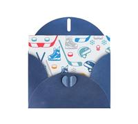 Impression créative d'éléments de hockey avec boucle d'amour, papier nacré en vrac avec enveloppes, cartes de vœux, 10,2 x 15,2 cm