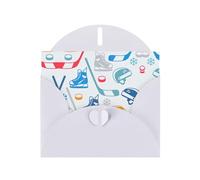 Impression créative d'éléments de hockey avec boucle d'amour, papier nacré en vrac avec enveloppes, cartes de vœux, 10,2 x 15,2 cm