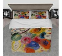 Impression d’Art expressionniste Abstrait Ensembles de Housse de Couette Blocs de Couleurs colorés et Motif de Ligne désordonnée Mode Douce 3 pièces Ensemble de literie 240x260cm