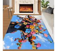 Impression d'arbre Tapis 90x150 cm Fleurs ColoréEs Moquette Antiderapant à Poils Courts Tapis 3D Lavable en Machine Convient aux Petits Salons Chambres Couloirs et Salles à Manger a-2537