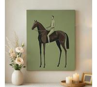 Impression d'art abstrait cheval vert marron - Décoration murale équestre moderne pour salon, chambre à coucher, bureau, esthétique élégante - 40,6 x 50,8 cm