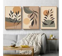 Impression D'Art Abstrait Tableau sur Toile Représentant Des Feuilles de Plantes en Blocs de Couleur Idéal Décorer un Salon une Cuisine un Bureau Ou une Chambre-(50*60cm/20*24pouce)*3PCS-Non encadré