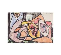 Impression d'art abstraite Farbige Einladungskarte (1922) - Adolf Hölzel œuvre expressionniste avec des teintes vives et des éléments géométriques pour décoration murale d'art mural moderne pour