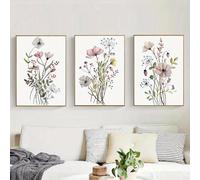 Impression d'art aquarelle de fleurs sauvages, peinture botanique nordique sur toile, décoration murale pour salon, chambre à coucher, 70 x 90 cm, sans cadre
