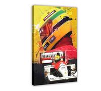Impression d'art Ayrton Senna Legend F1 - Poster esthétique sur toile - Décoration murale pour salon, chambre à coucher - Style cadre - 20 x 30 cm