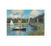 Impression d'art de Claude Monet Le pont à Argenteuil - Affiche d'art classique - Exposition d'art impressionniste - Art mural moderne - Décoration d'intérieur minimaliste - 50 x 70 cm (impression