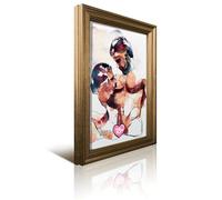Impression d'art de couple gay, art mural Lgbtq, aquarelle gay romantique, peinture d'amour masculin, décoration d'intérieur gay, cadeau de mariage gay, œuvre d'art queer - 1 peinture décorative rétro