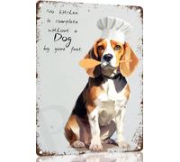 Impression d'art de cuisine Beagle, panneau créatif en étain, panneau fantaisie en métal, décoration murale vintage pour maison, porte, jardin, bar, restaurant, café, bureau, magasin, bar, club,