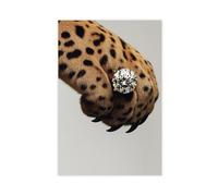 Impression d'art de luxe léopard - Impression d'animaux glamour avec bague en diamant - Poster moderne safari chic pour décoration de maison ou de bureau, impression sur toile - Décoration de chambre