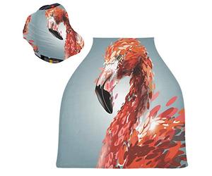 Impression D'Art Flamingo Housse de Canopée pour Poussette,Siège de Voiture pour Bébé Dais Siège Auto Couverture D'Allaitement Pare-Soleil Respirant Extensible pour Bébé