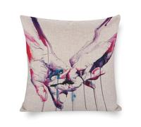 Impression d'art Gay Love, aquarelle signature Brenden Sanborn, connexion mains fortes, Lgbtqa+, décoration murale, Pinkie Promise Romance-1 taie d'oreiller en lin, style textiles de maison 40 x 40 cm