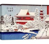 Impression d'art japonaise sur toile - Ando Hokusai, Paysage sous la neige - 120x90 cm