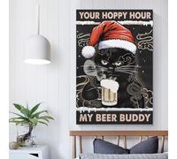 Impression d'art Mon pote de bière Chat Chambre Décoration murale Peinture Moderne Chambre Cuisine Impressions photo sur toile Art mural sur toile Cadeaux Femmes Hommes 12x18 pouces (30x45 cm)