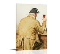 Impression d'art mural Albert Anker représentant un vieil homme assis à table, montrée de derrière (1908) - Photo murale à suspendre - Cadre cadeau 40 x 60 cm