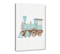 Impression d'art mural bleu pour voiture, transport, chambre d'enfant, voiture, avion, train, bateau, montgolfière, décoration de chambre d'enfant (SKU6, 40 x 60 cm), encadrée