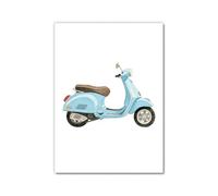Impression d'art mural bleu pour voiture - Transport - Pour chambre d'enfant, voiture, avion, train, bateau, montgolfière - Décoration aquarelle pour chambre d'enfant (SKU4, 40 x 60 cm), sans cadre)