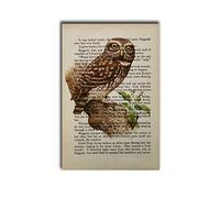 Impression d'art mural vintage - Petit dictionnaire - Oiseaux anciens - Impression sur toile - Décoration murale adaptée pour salon, chambre à coucher, bureau - 20,3 x 30,5 cm - Cadre en bois