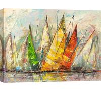 Impression d'art sur toile avec des voiliers - Luigi Florio, Grande Régate - 70x50 cm
