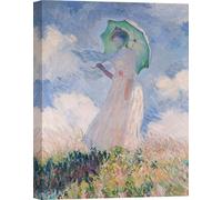 Impression d'art sur toile - Claude Monet, Femme au parasol (gauche) - 100 x 70 cm