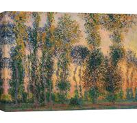 Impression d'art sur toile - Claude Monet, Peupliers de Giverny, soleil levant - 80x60 cm