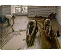 Impression d'art sur toile - Gustave Caillebotte, Les ponceuses de parquet - 120x90 cm