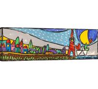Impression d'art sur toile, paysage coloré - Wallas, enfin chez soi - 120x40 cm